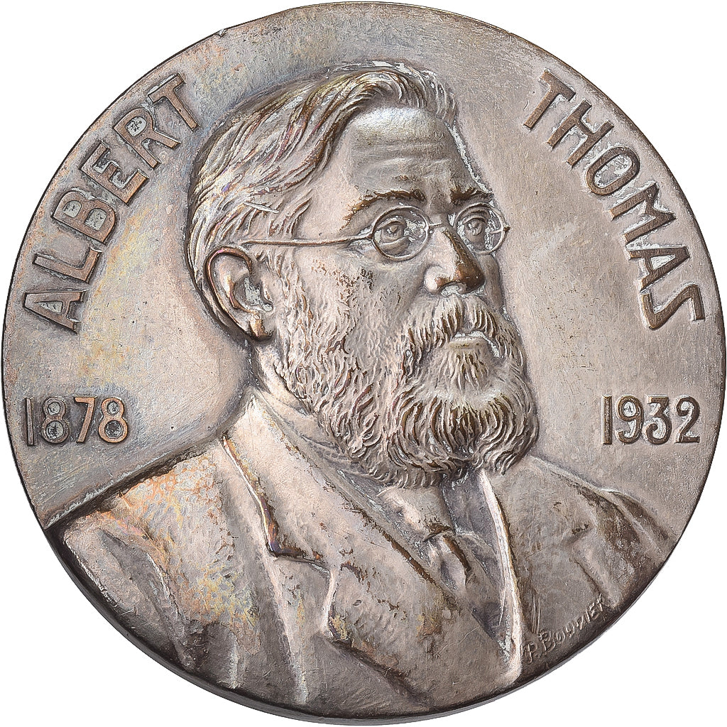 Francja, medal, Albert Thomas, 1932, Brąz posrebrzany, Bouvier, EF(40-45)