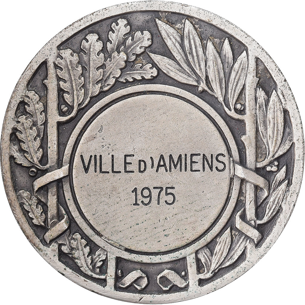 Francja, medal, Gymnastique, Ville d'Amiens, 1975, Brąz posrebrzany, Baudichon