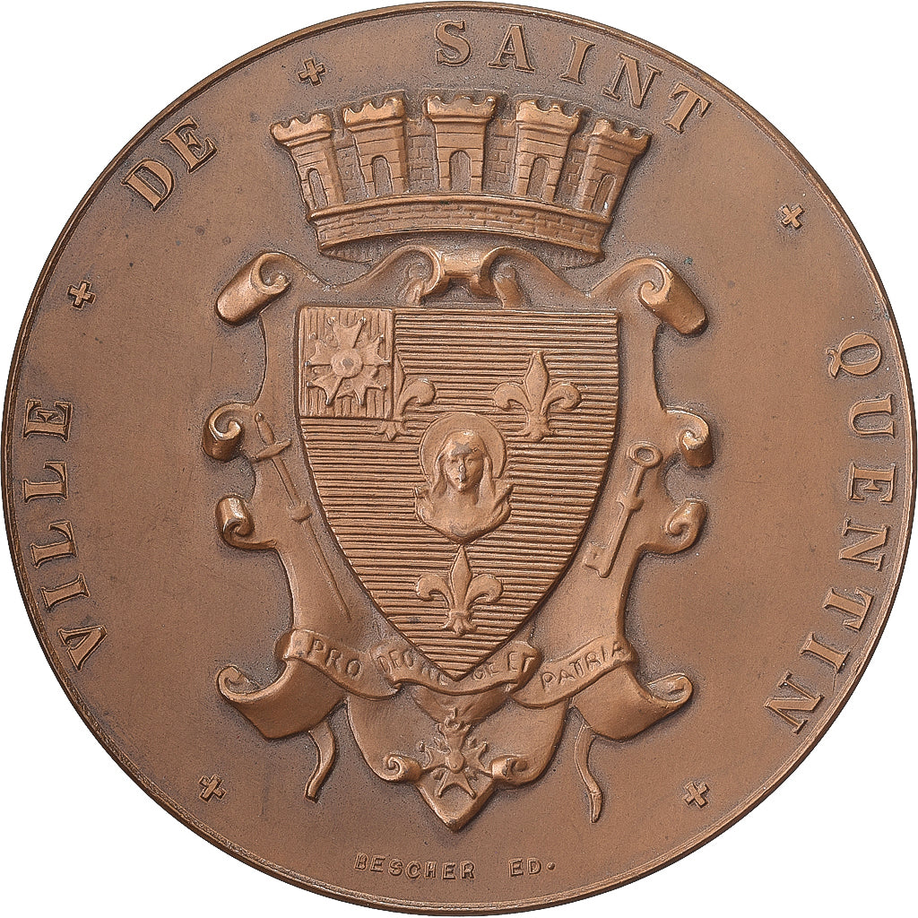 Frankrijk, Medaille, Ville de Saint-Quentin, Bronzen, Bescher, PR