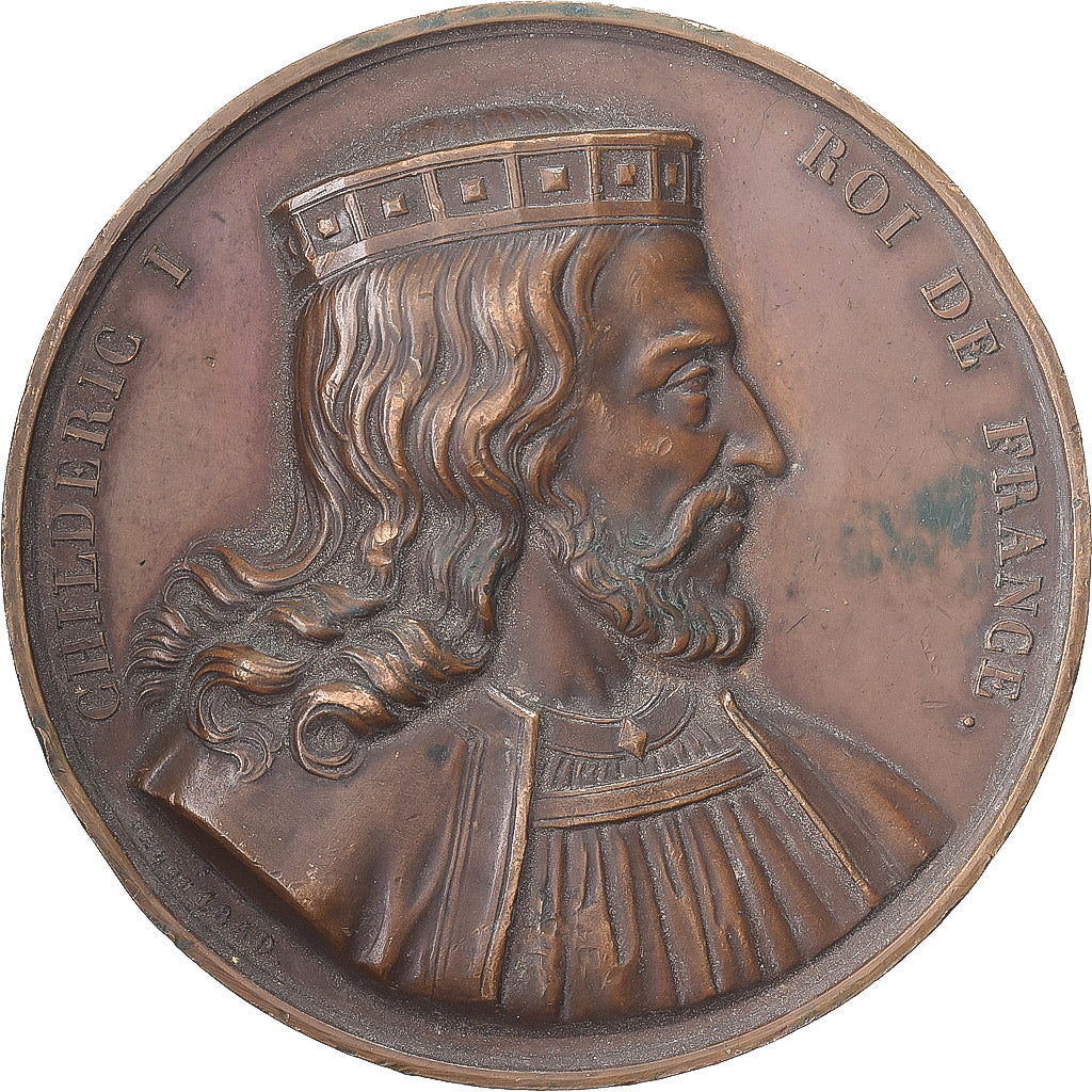 Francia, medaglia, Les rois de France, Childéric Ier, 1840, Bronzo, Caqué, BB