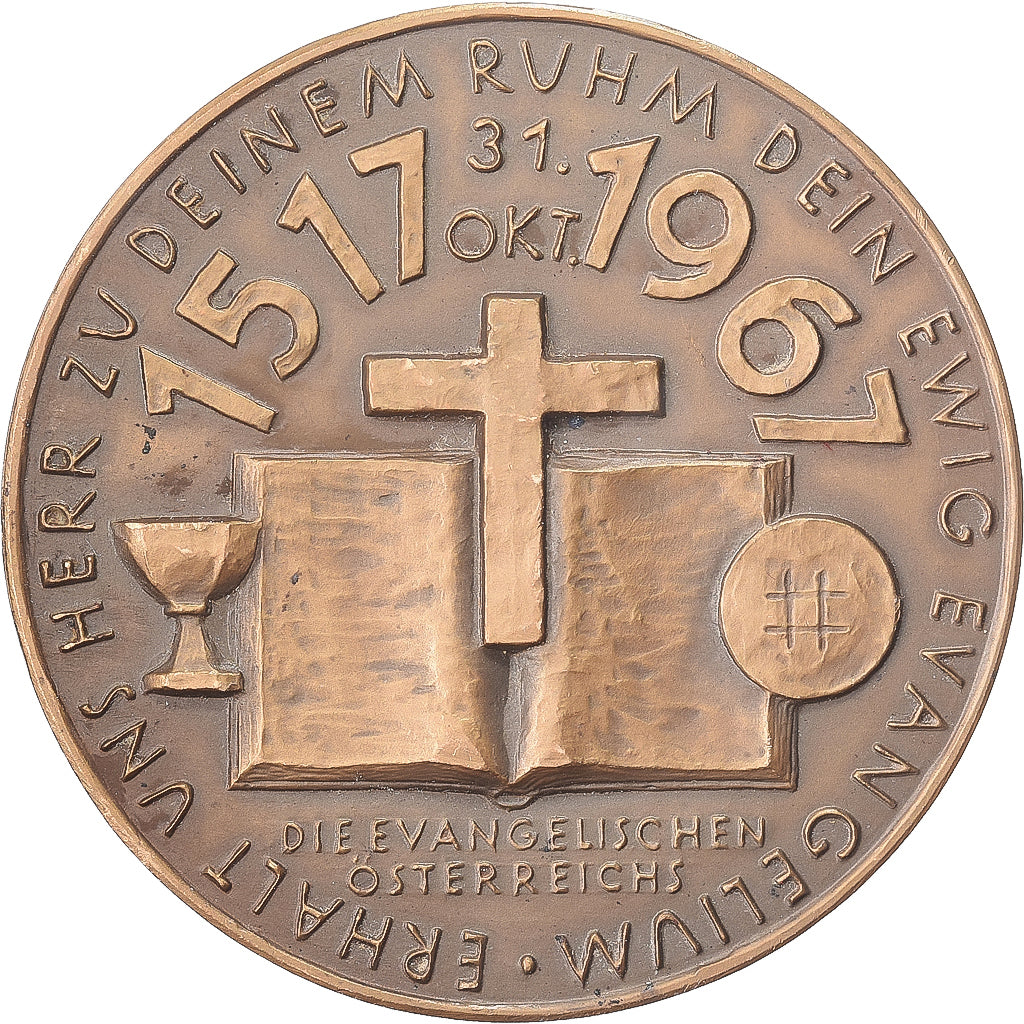 Austria, medaglia, Les 95 Thèses de Martin Luther, 450 Ans, 1967, Bronzo