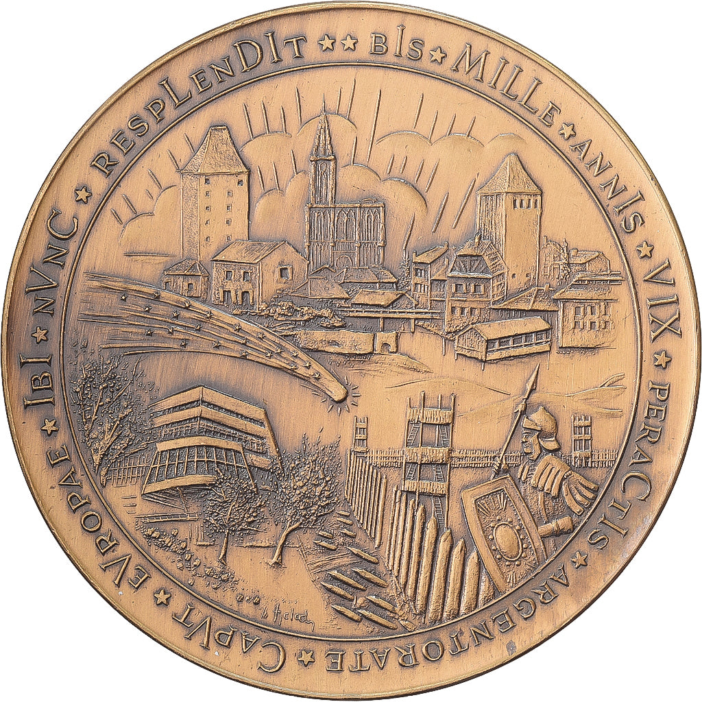 France, Medal, Strasbourg, Bimillénaire de la Ville, 1988, Bronze, Steiner