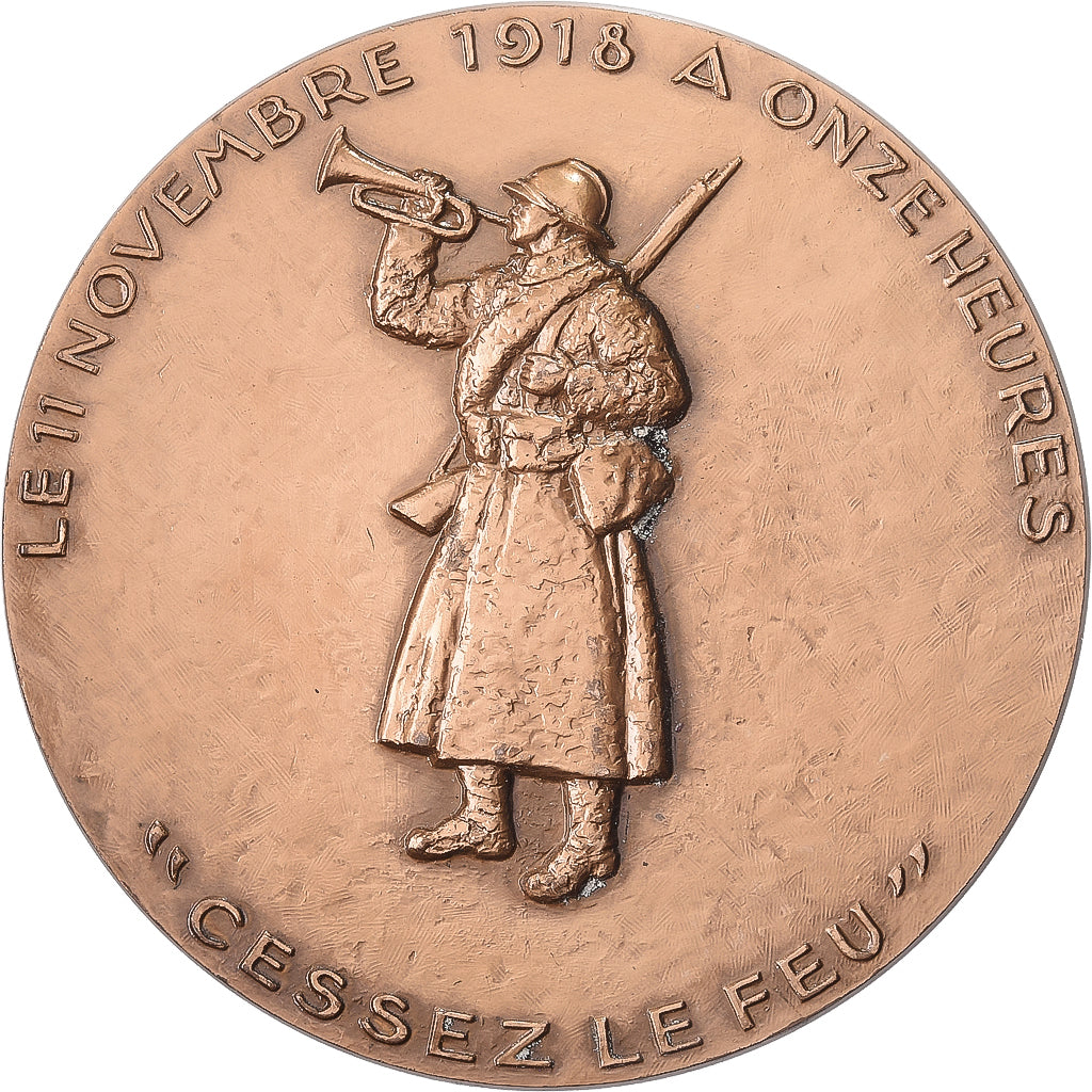França, medalha, Cinquantenaire de l'Armistice, Clémenceau, 1968, Bronze