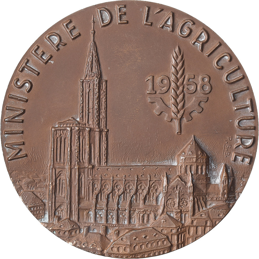 Frankrijk, Medaille, Semaine de l'Agriculture, Strasbourg, 1958, Bronzen, Baron