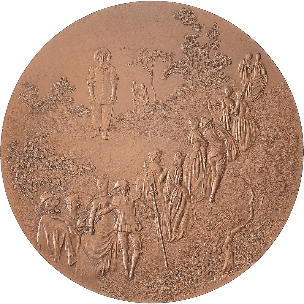 Frankrijk, Medaille, Antoine Watteau, Scène Galante, 1977, Bronzen, PR