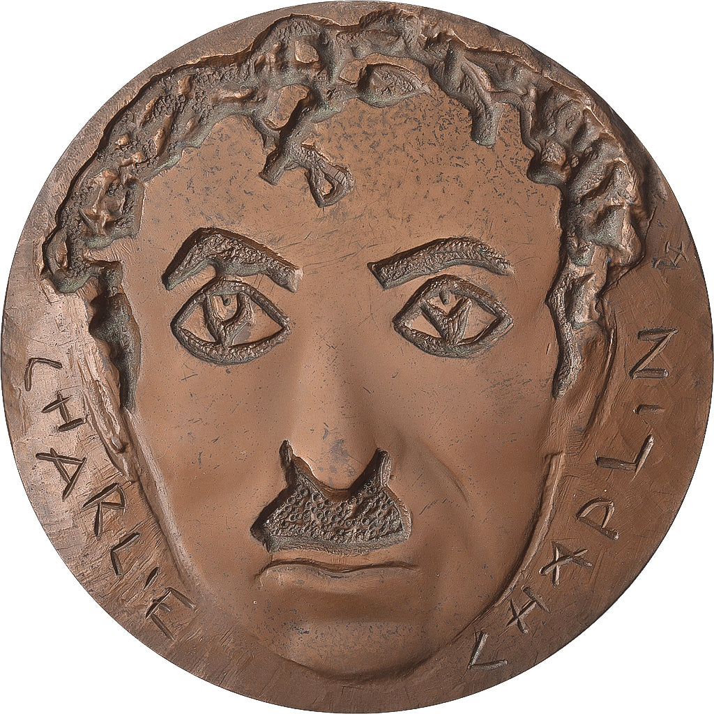 Frankrijk, Medaille, Charlie Chaplin, 1974, MDP, Bronzen, Joly, PR
