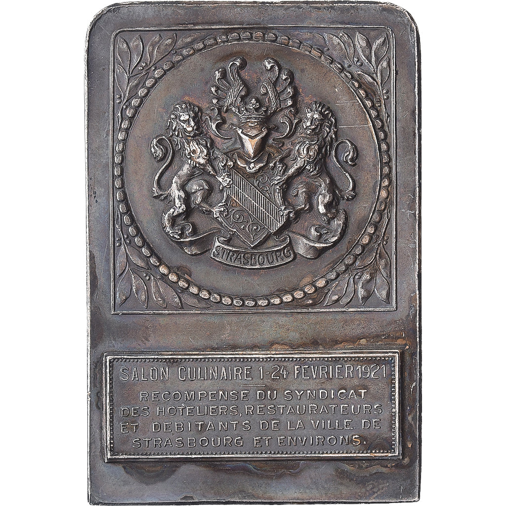Francia, medalla, Salon Culinaire de Strasbourg, 1921, Bronce plateado, MBC+