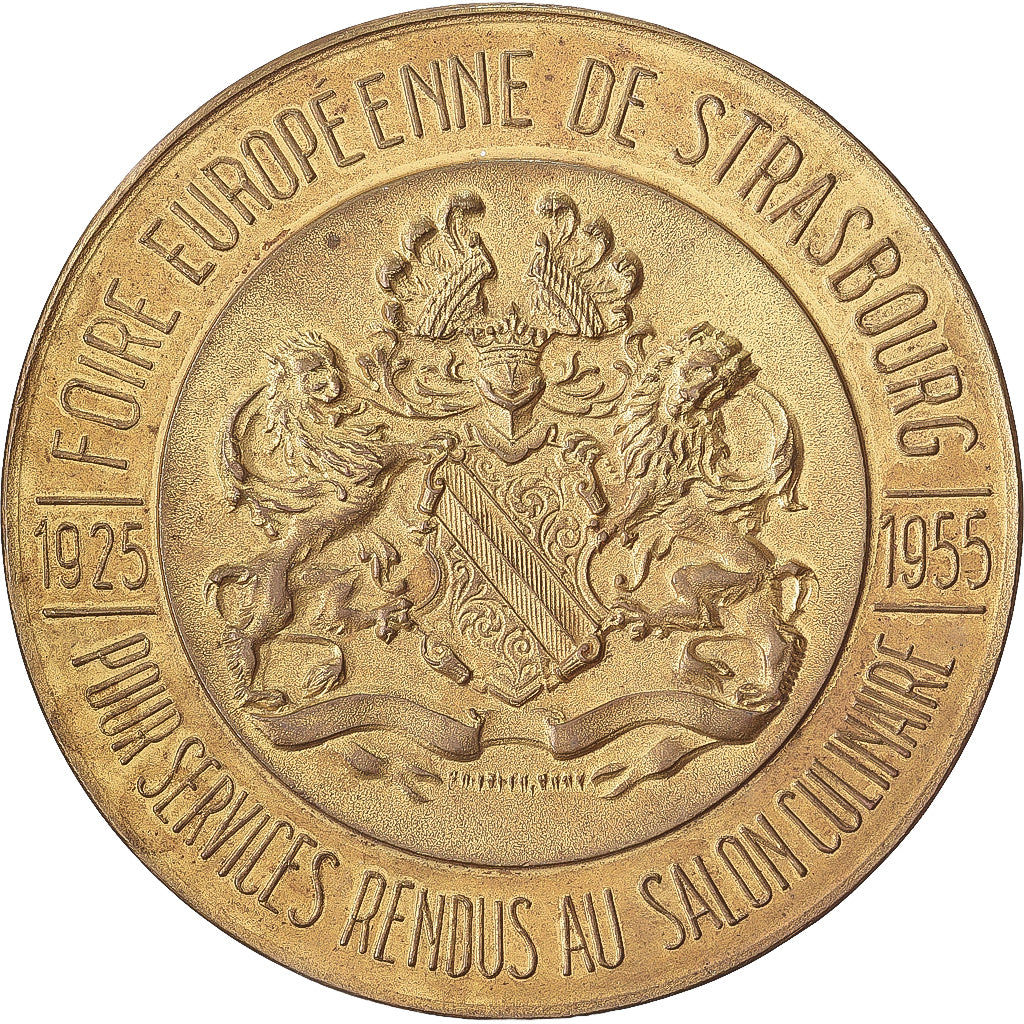 Francia, medalla, Foire Européenne de Strasbourg, 1955, Bronce dorado, MBC+