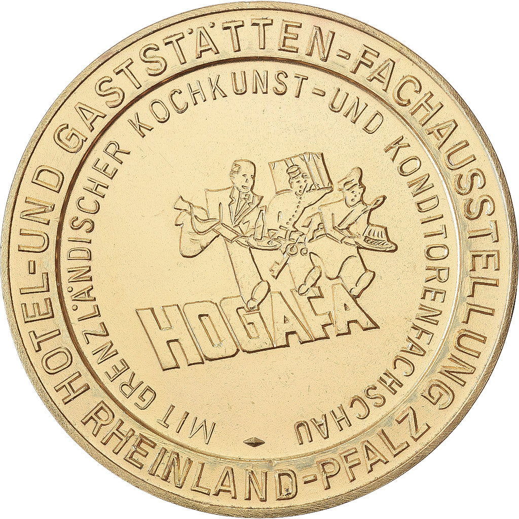 Alemania, medalla, Hotel Fachausstellung, Rheinland-Pfalz, 1956, Bronce dorado