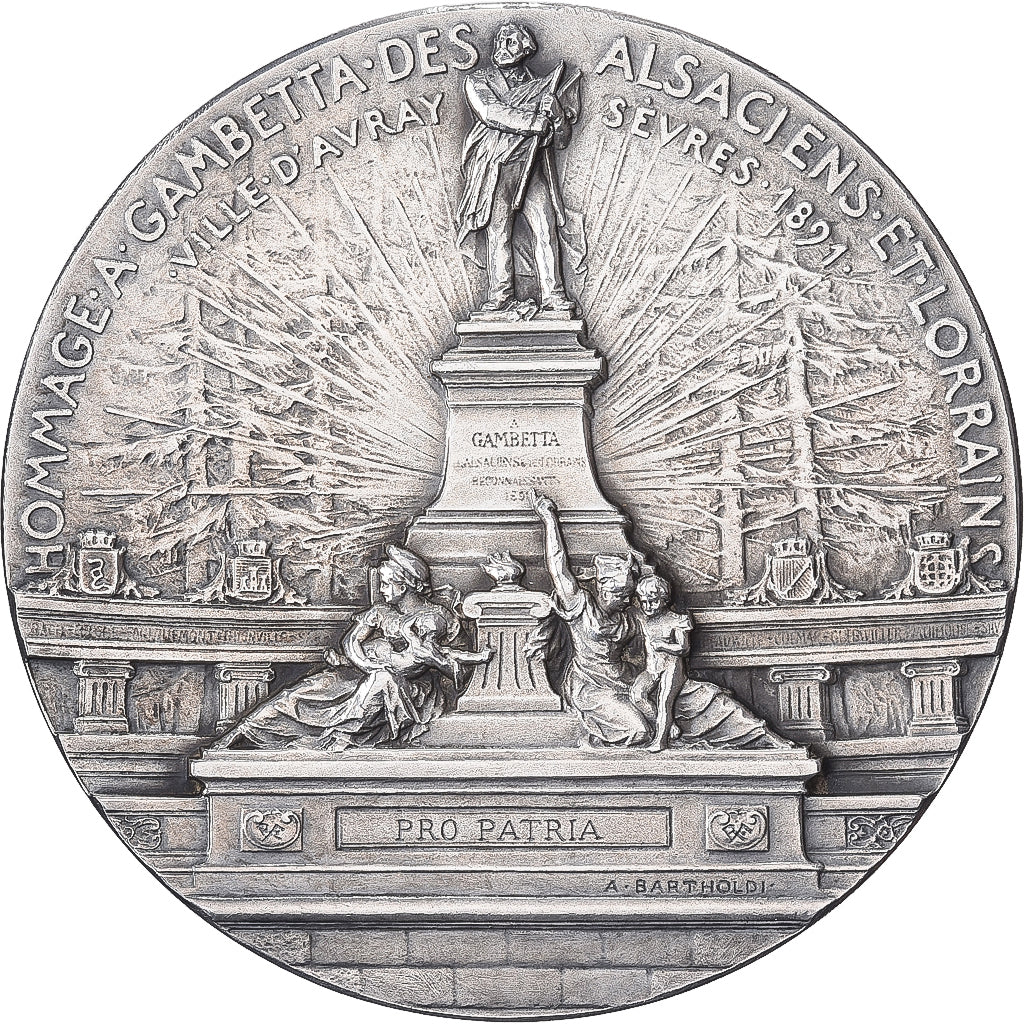 Francia, medaglia, Hommage à Gambetta des Alsaciens et Lorrains, Bronzo