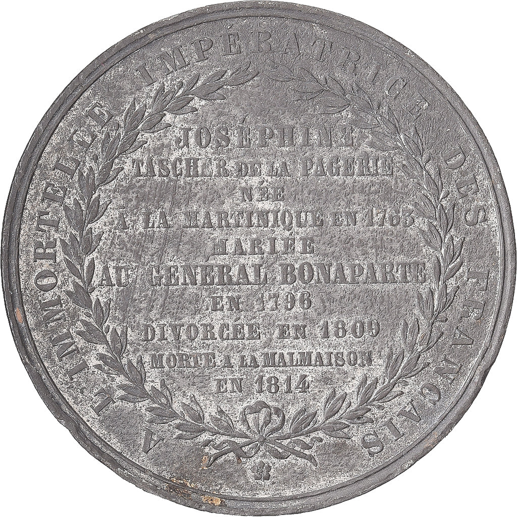 Francia, medaglia, Mort de l'Impératrice Joséphine, 1814, Stagno-zinco