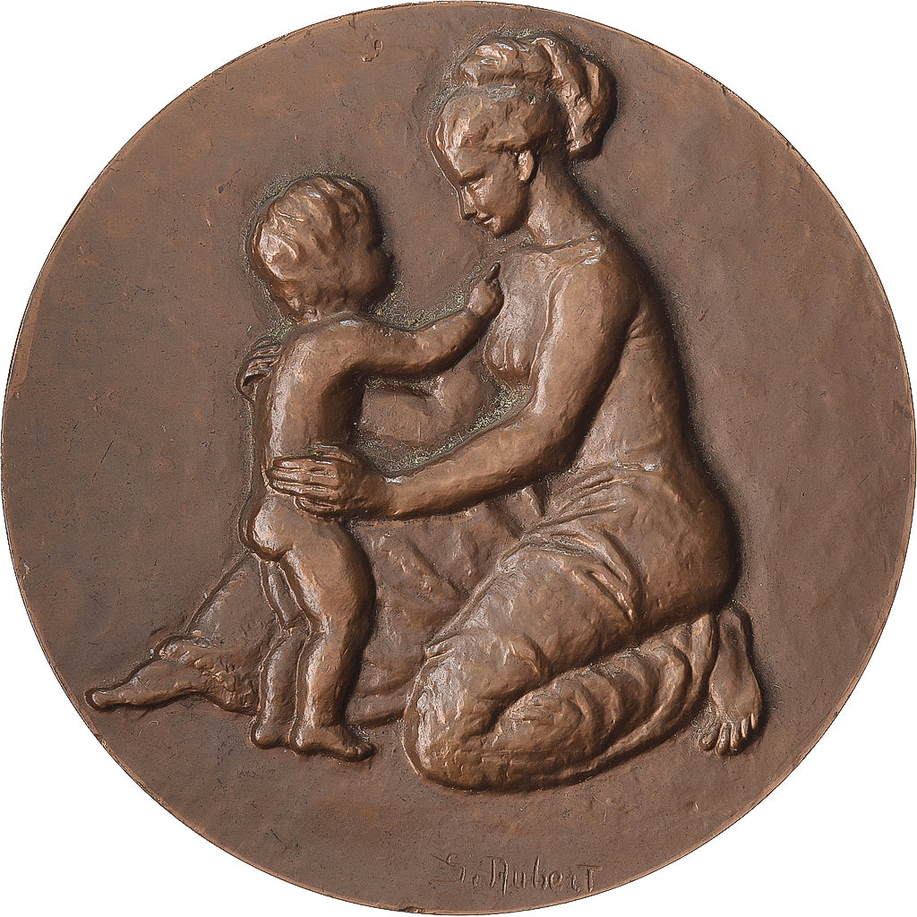 França, medalha, La Mère et l'Enfant, 1977, Bronze, Aubert, AU(55-58)