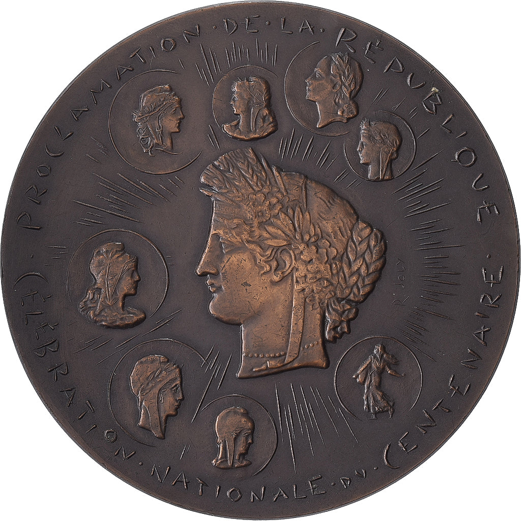 França, medalha, Proclamation de la République, Centenaire, 1971, Bronze