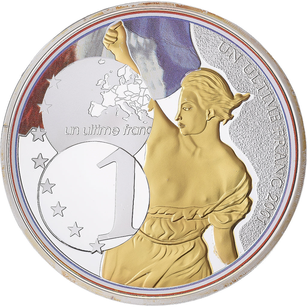France, Médaille, Adieu au Franc, Un Ultime Franc, 2016, Cuivre plaqué Argent