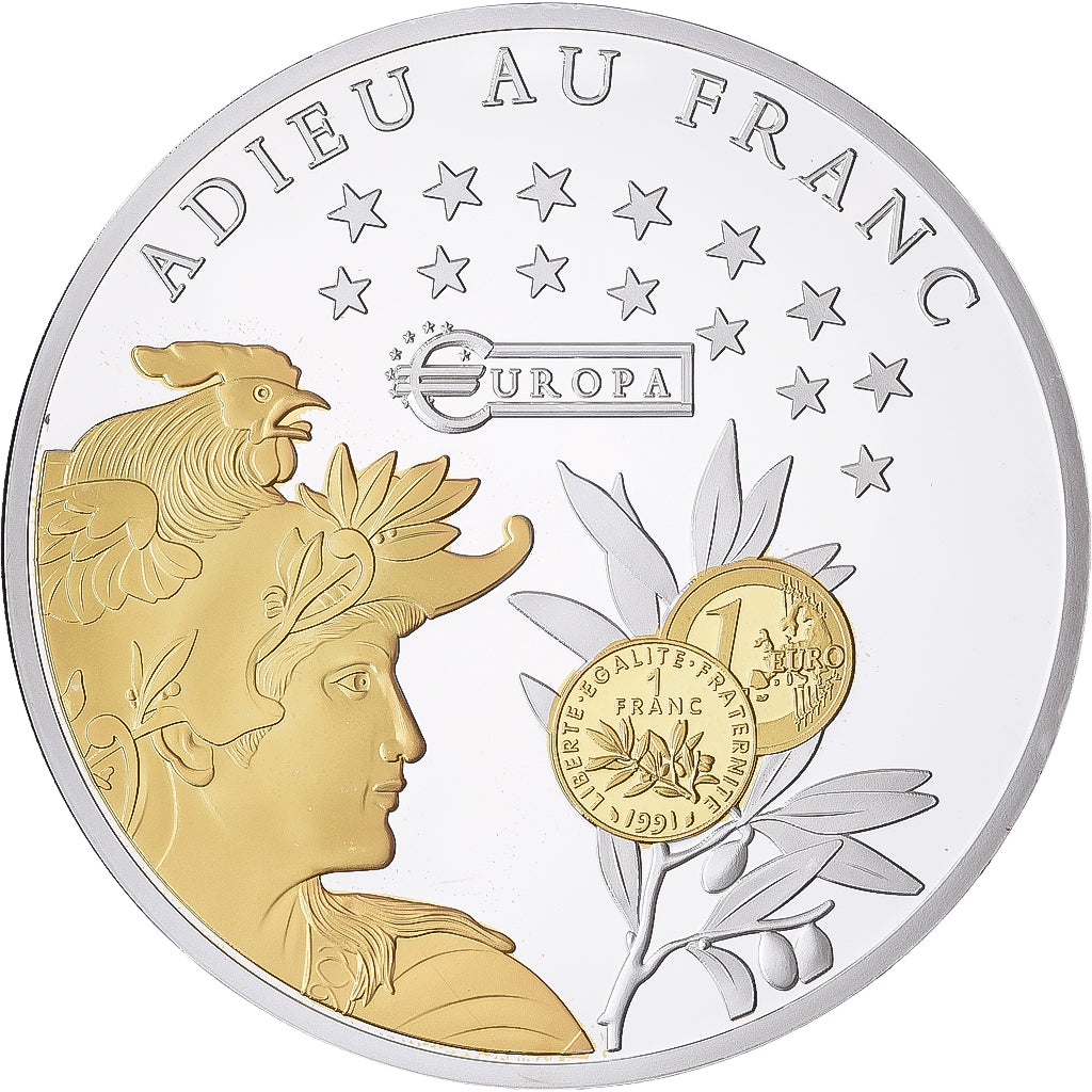 France, Médaille, Adieu au Franc, Un Ultime Franc, 2016, Cuivre plaqué Argent