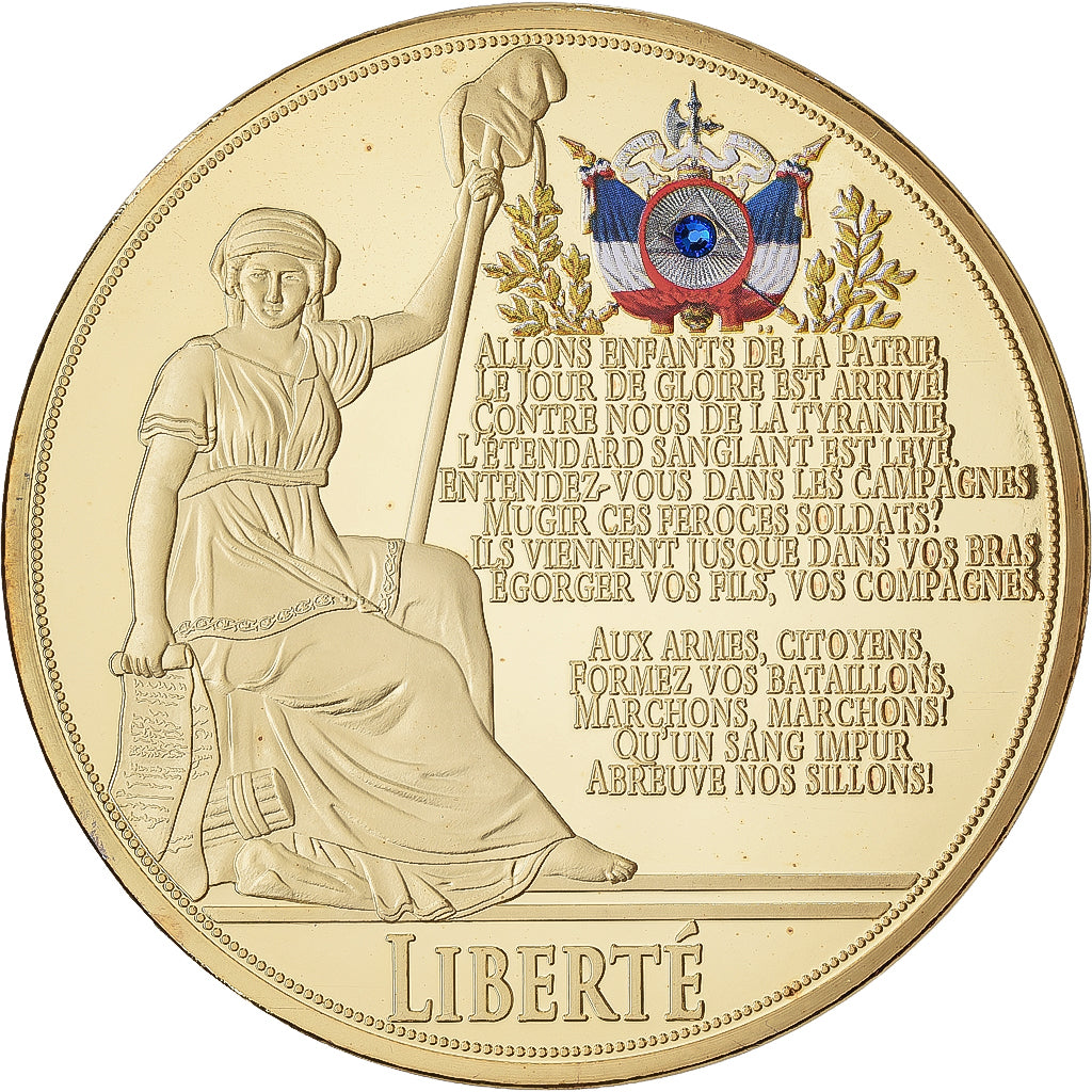 Frankrijk, Medaille, Liberté, La Marseillaise, Copper Gilt, UNC