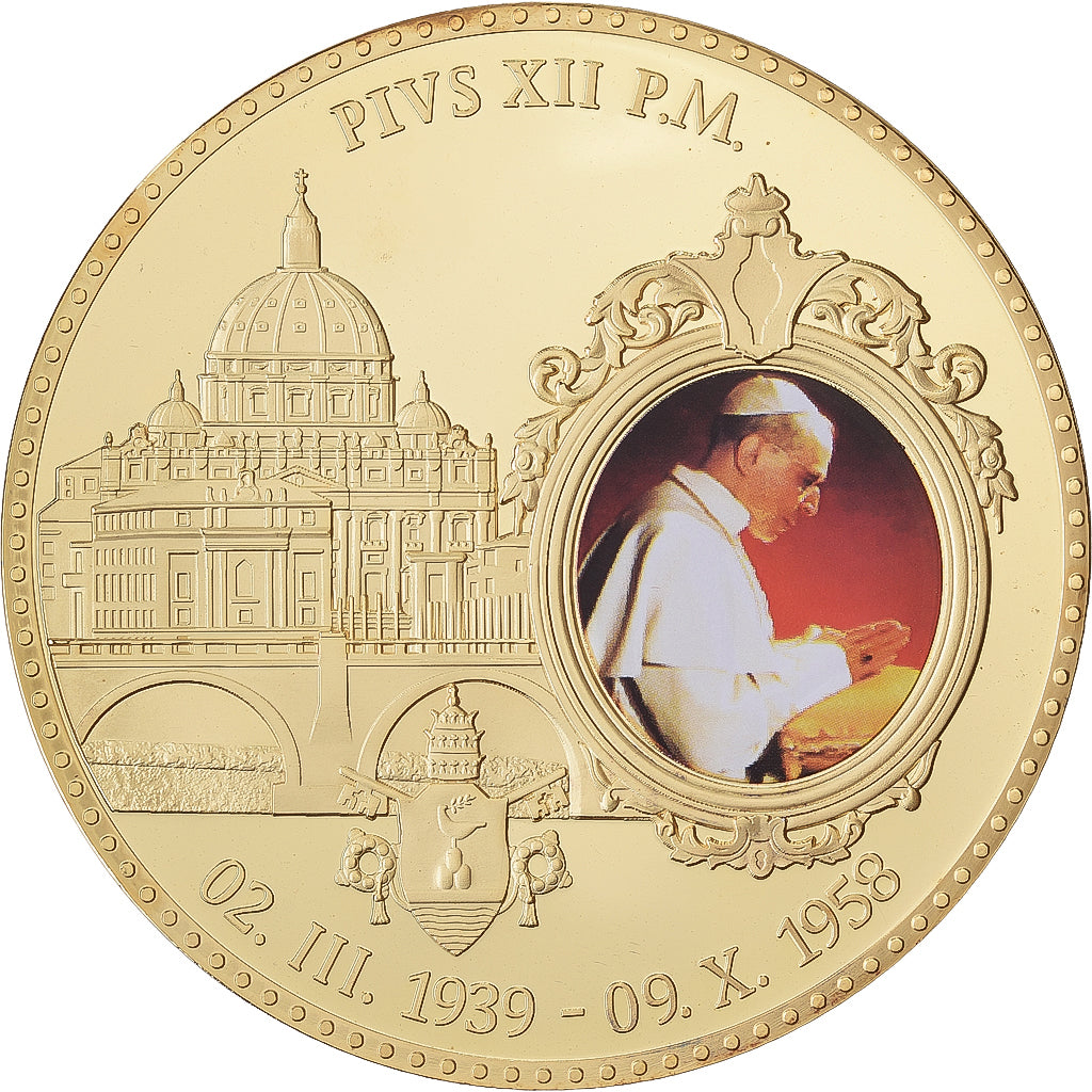 CITTÀ DEL VATICANO, medaglia, Pie XII, 2013, Rame dorato, FDC
