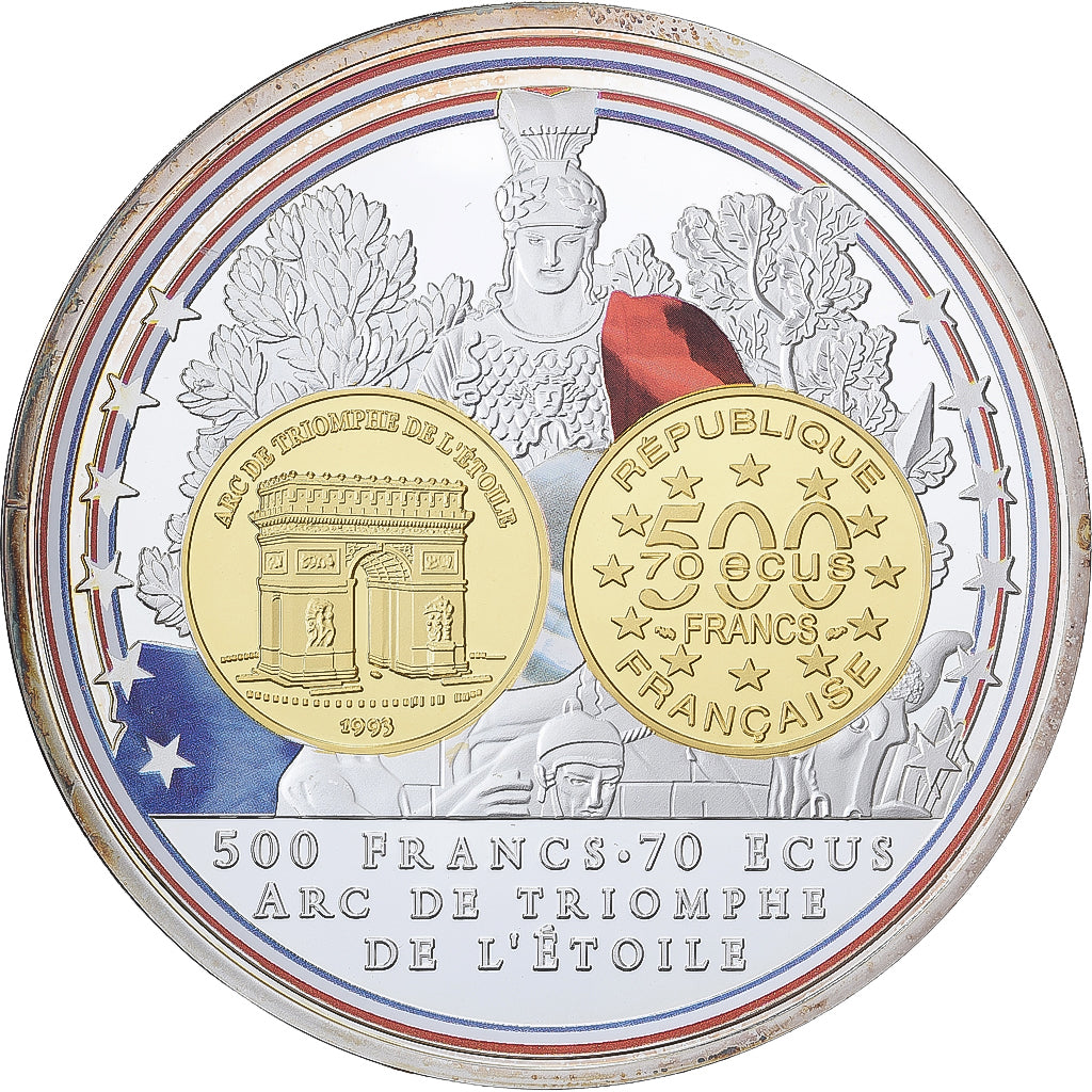 Francia, medaglia, Adieu au Franc, 500 Francs Arc de Triomphe de l'Etoile, 2016