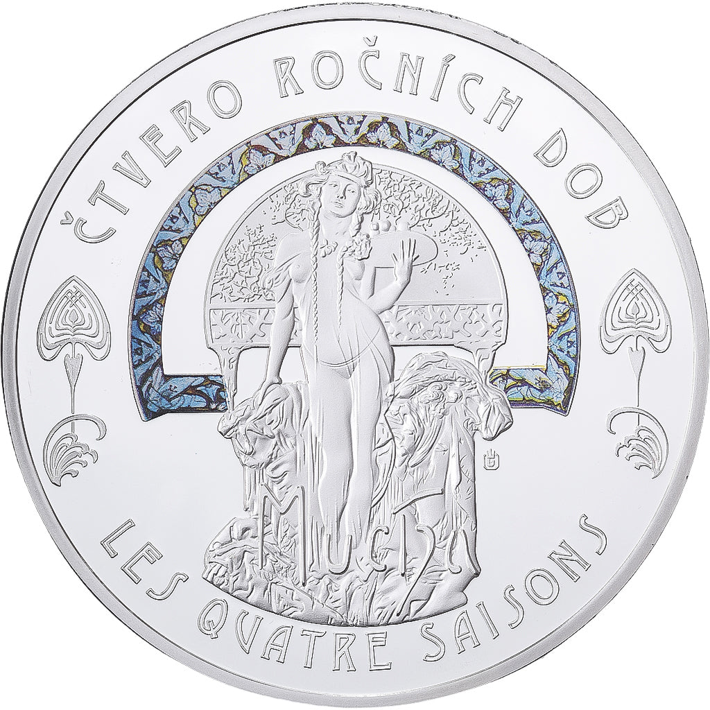France, Médaille, Mucha, Les quatre saisons, Hiver, Cuivre plaqué Argent, FDC