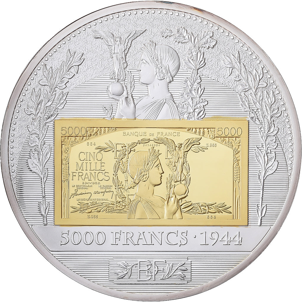France, Médaille, Histoire de la Monnaie Française, 5000 Francs 1944, Cuivre