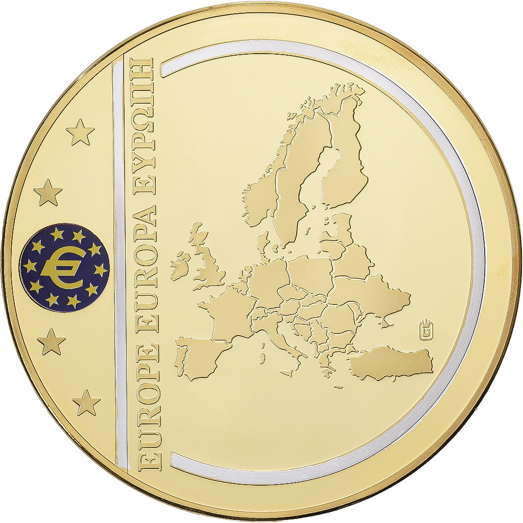 France, Médaille, Billet de Banque Européenne, 100 Euro, Copper Gilt, FDC