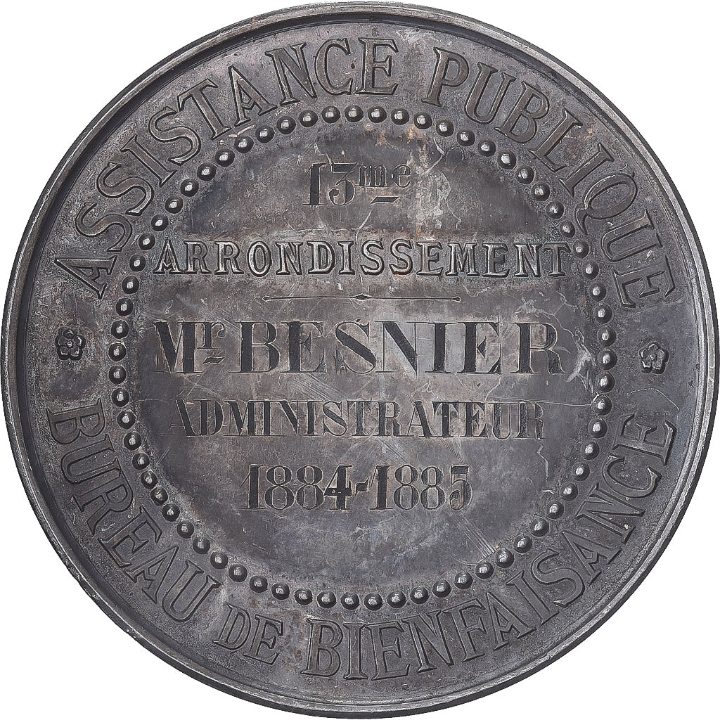 France, Médaille, Assistance Publique, Bureau de Bienfaisance, Paris, 1885