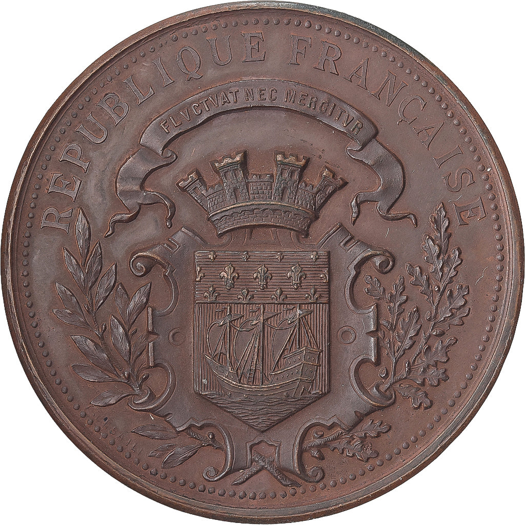 Francia, medaglia, Assistance publique, Quête pour les pauvres, 1890, Rame