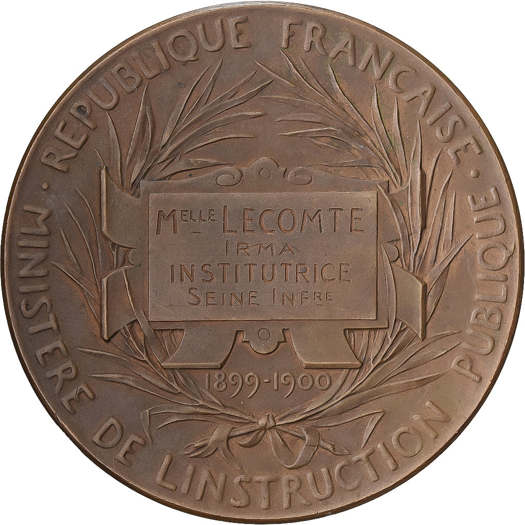Frankrijk, Medaille, Instruction Primaire, Education Nationale, 1900, Bronzen