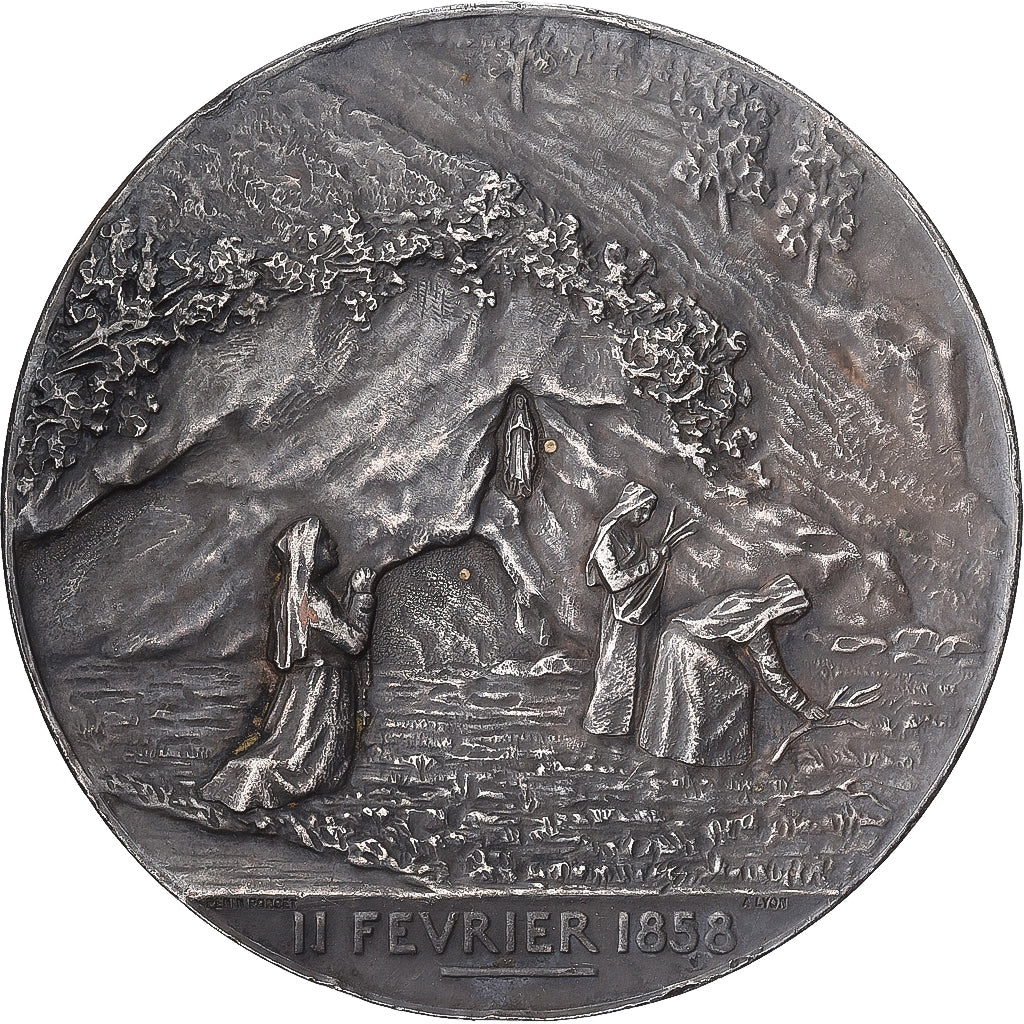 Francja, medal, Lourdes, Jubilé, 1908, Srebro platerowane miedzią, Lyon