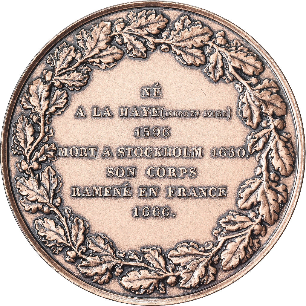 França, medalha, Philosophie, René Descartes, Bronze, Rogat, MS(63)