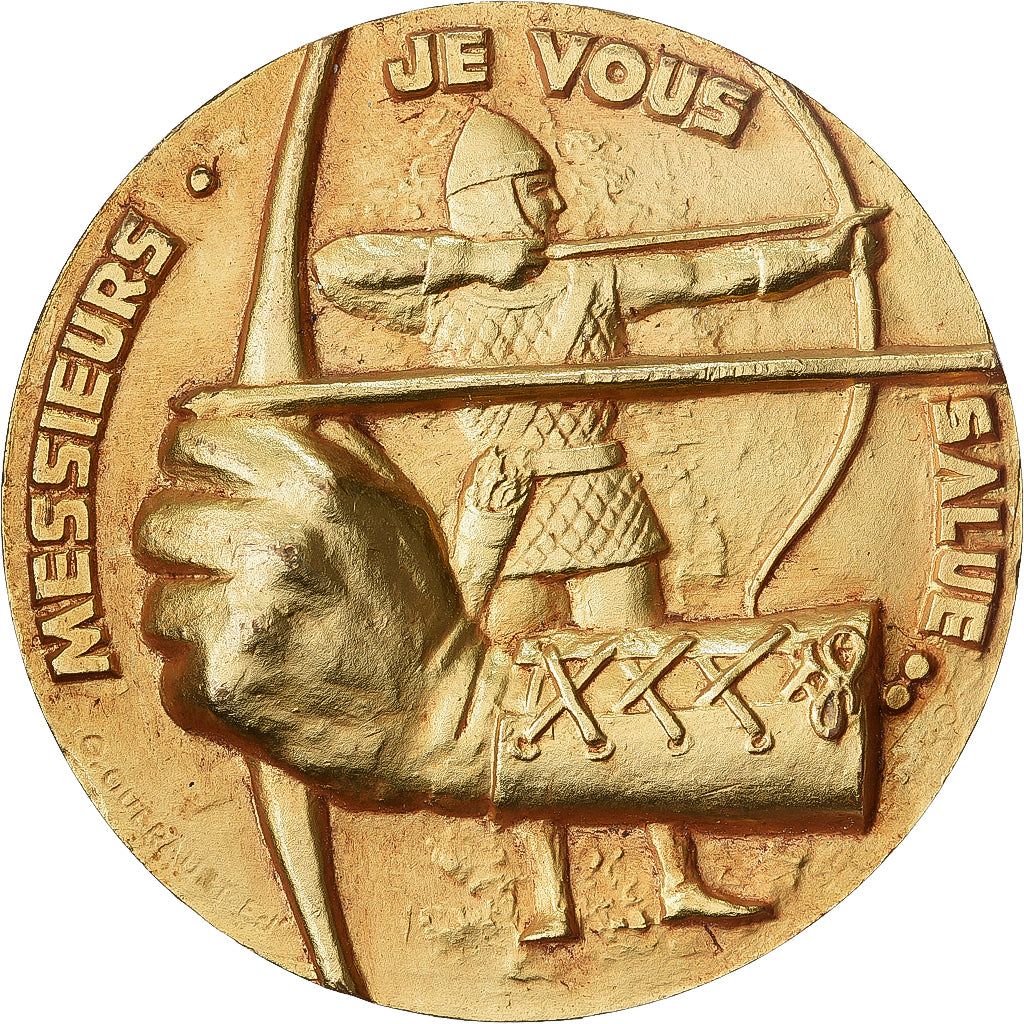 Francia, medaglia, Tir à l'Arc, 1977, Bronzo dorato, Guérault, SPL-