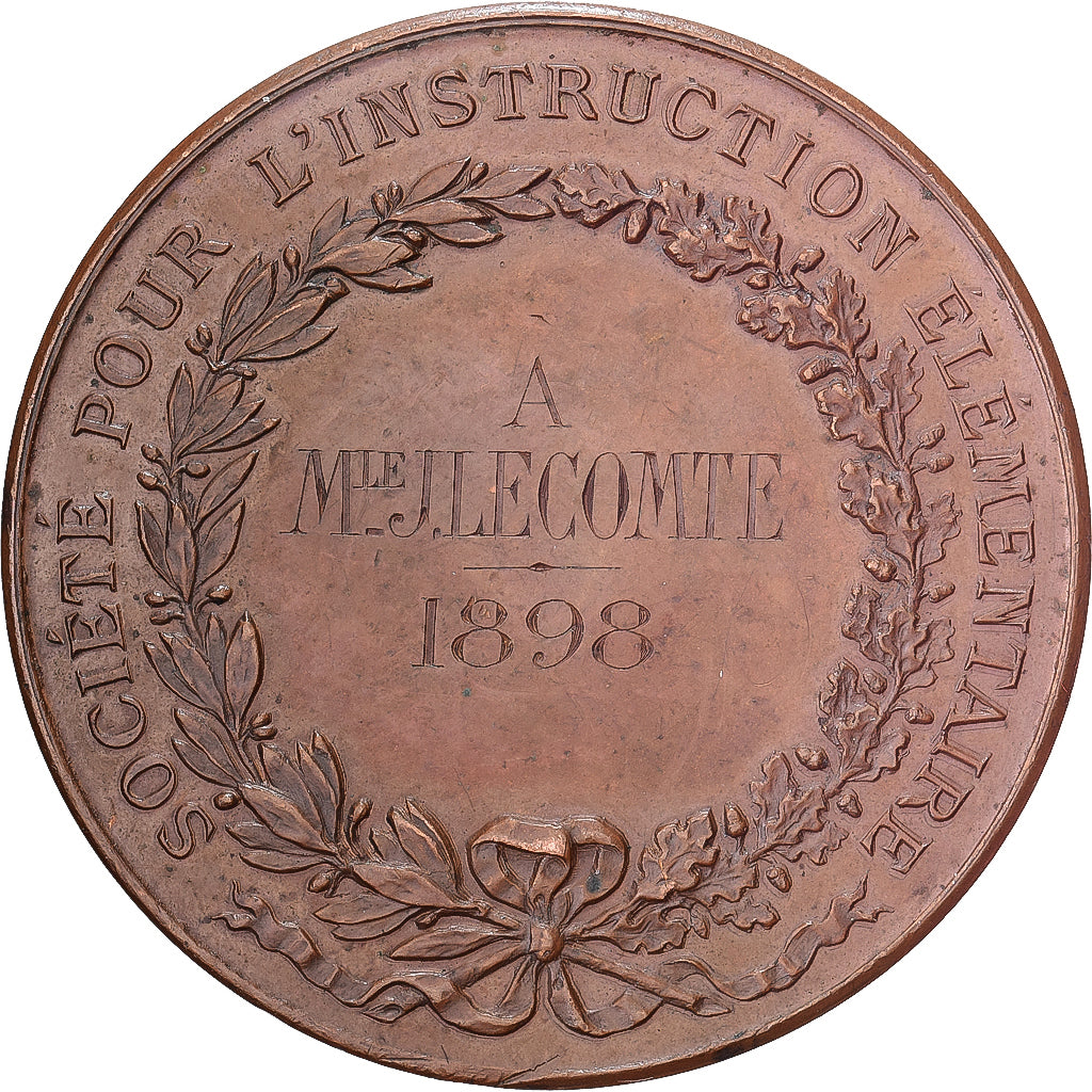 França, medalha, Société pour l'Instruction Elémentaire, 1898, Bronze