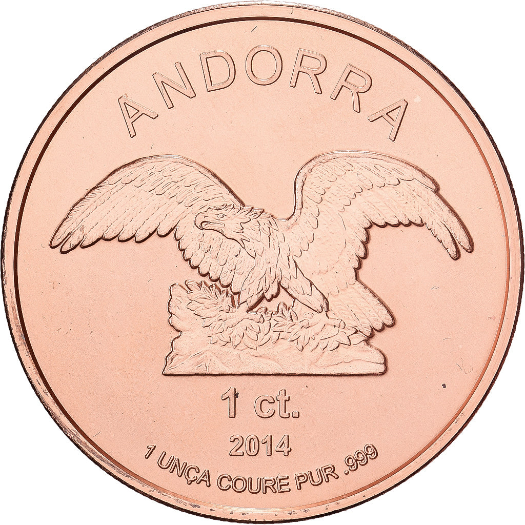 Andorra, Medal, 1 Centime, 1 Unça Coure Pur, 2014, Copper, MS(65-70)
