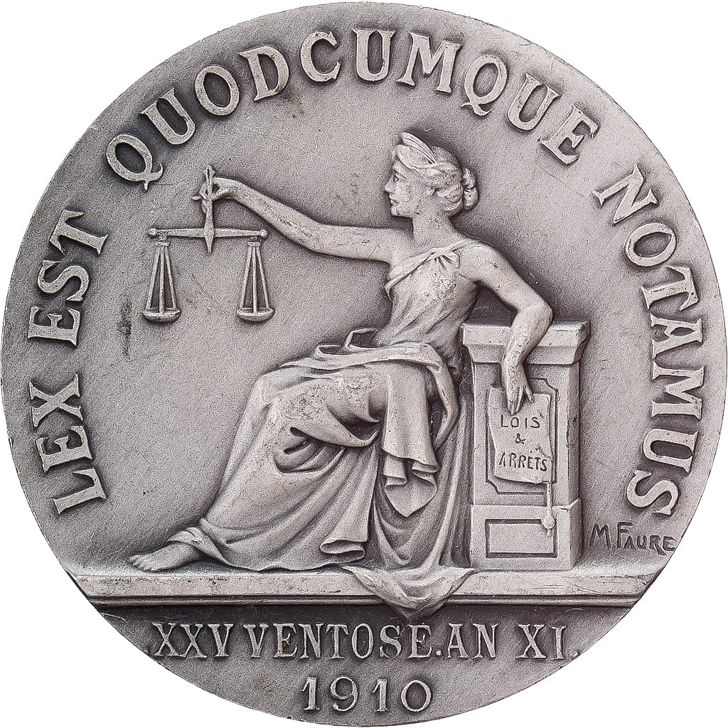 Frankrijk, Token, Notaires de l'Arrondissement d'Abbeville, 1910, Zilver, Faure