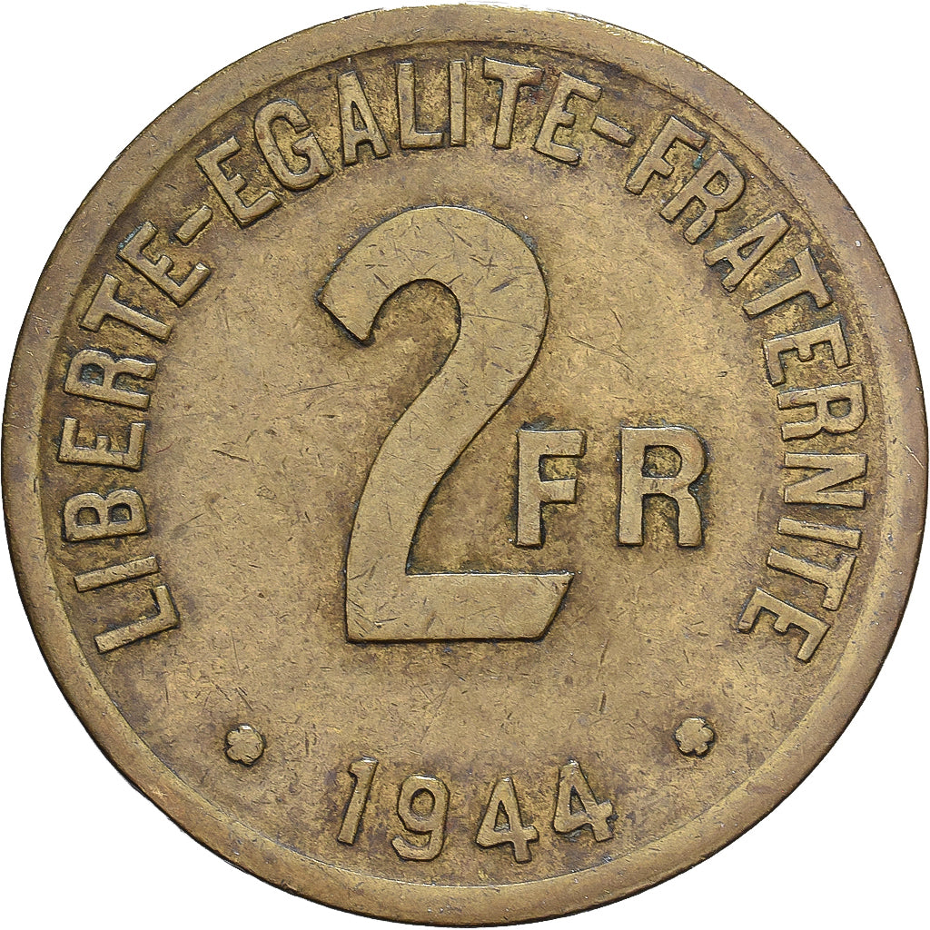 Frankreich, 2 Francs, France Libre, 1944, Philadelphia, Messing, SS