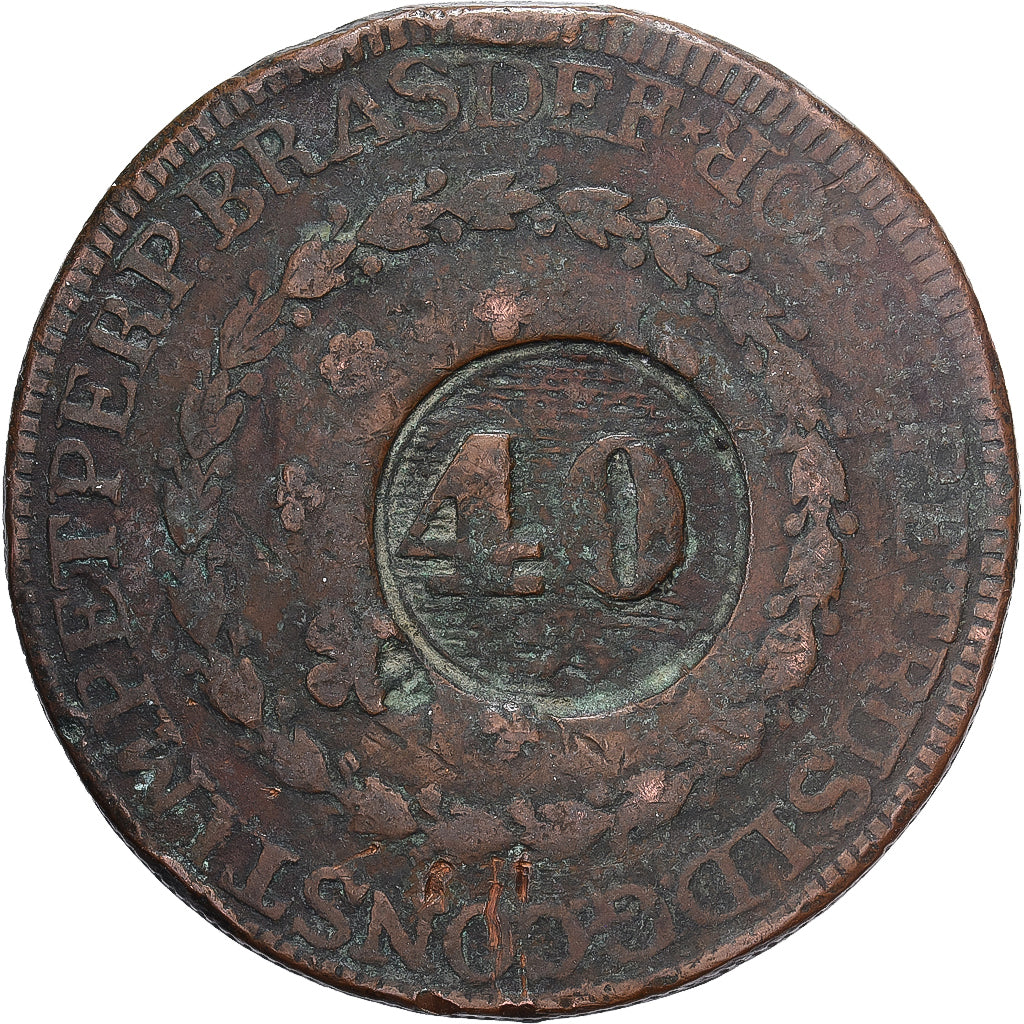 Brazil, Pedro I, 40 Reis, 1830, Rio de Janeiro, Copper, VF(20-25), KM:363.1