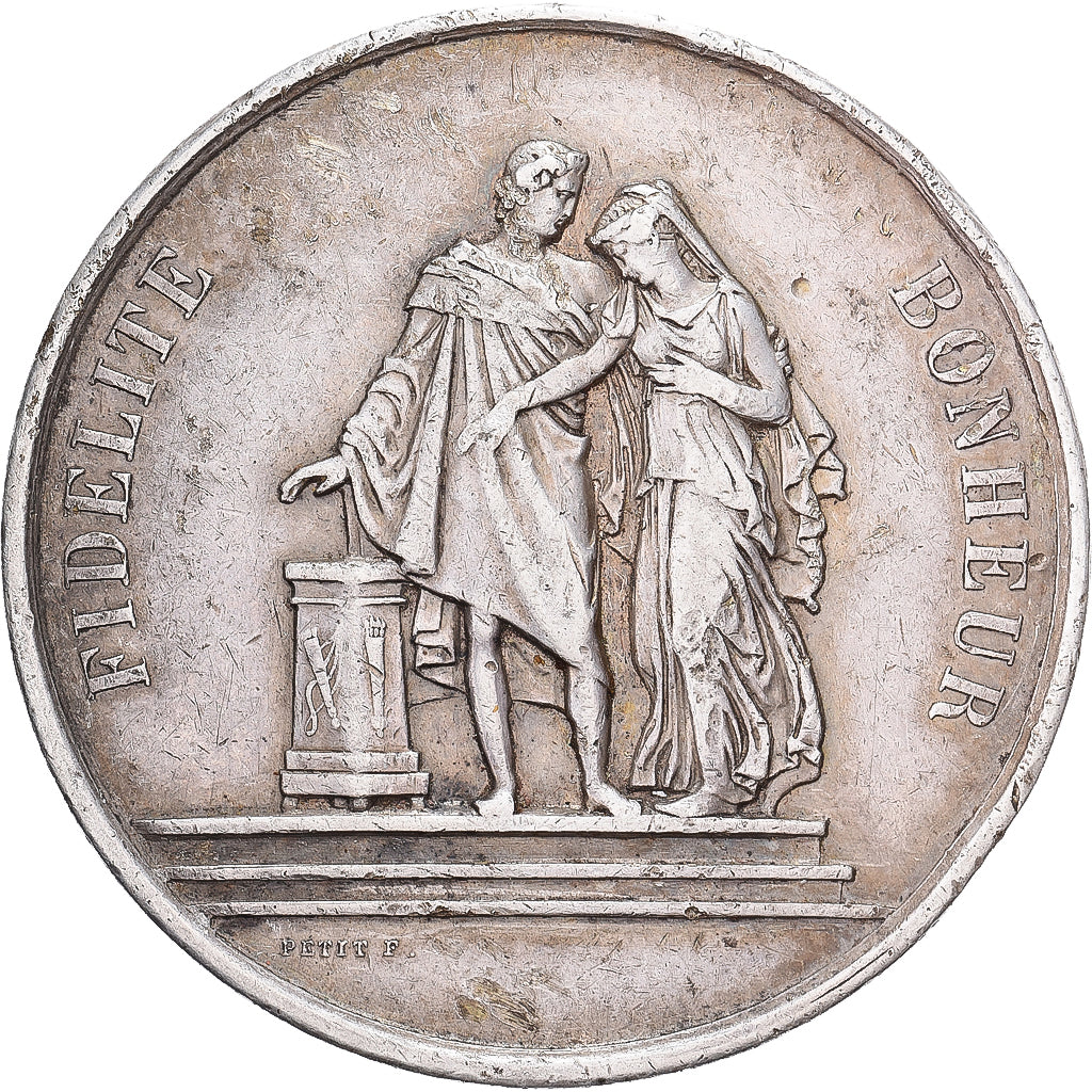 Frankreich, Médaille de mariage, Mariage, Fidélité Bonheur, Silber, Petit, SS