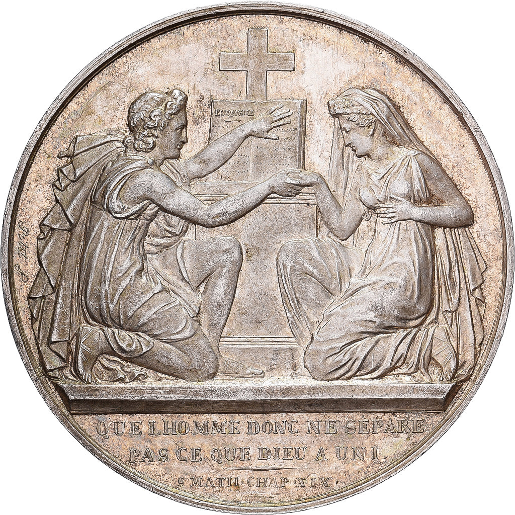 Frankreich, Médaille de mariage, Noces, Mariage, Religion, Silber, Petit, SS+