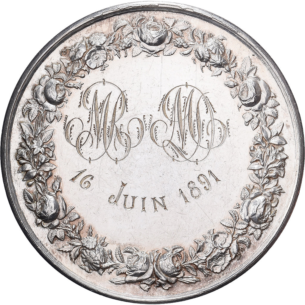 France, Medal, Mariage, Religion, 1891, Silver, Merley, AU(55-58)