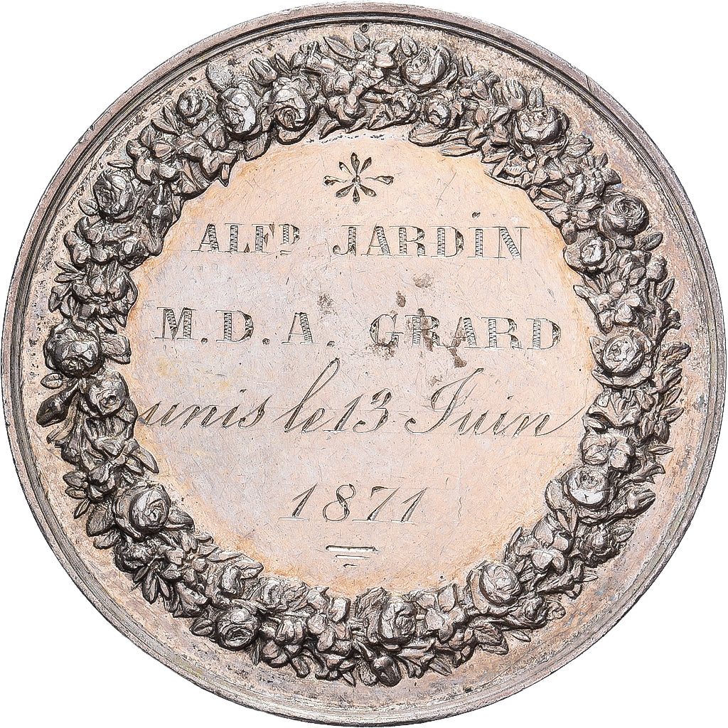 Francia, Médaille de mariage, Mariage, Fidélité Bonheur, 1871, Argento, BB+