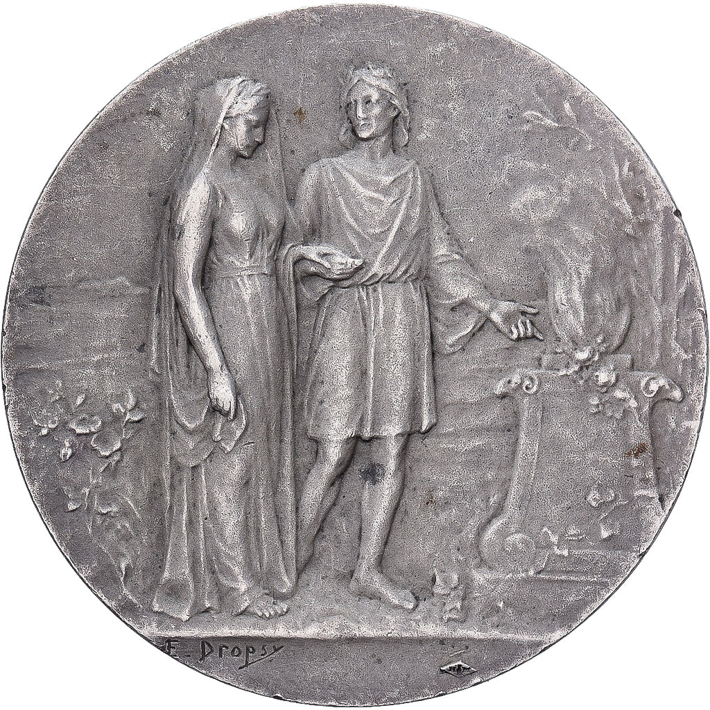 Francia, medaglia, Noces, Mariage, Religion, 1907, Argento, Dropsy, BB+