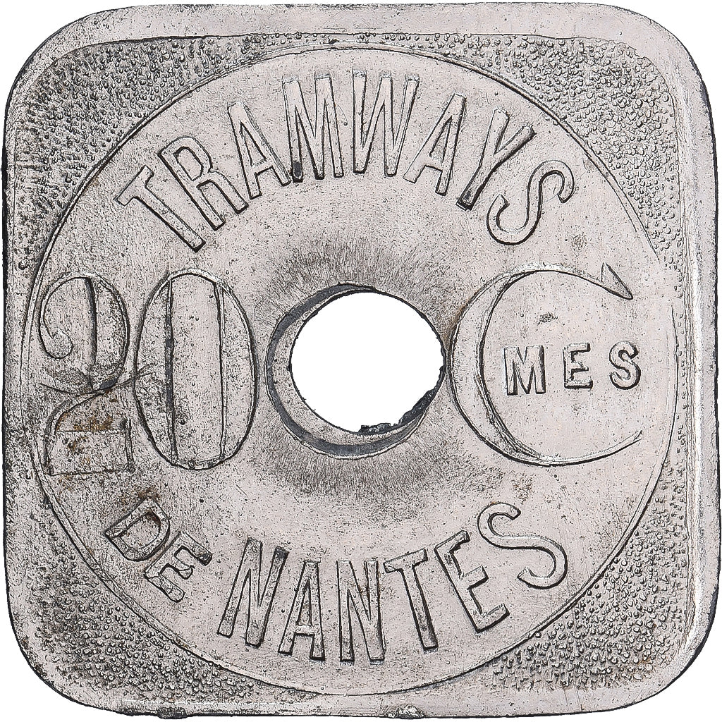 Frankreich, Tramways de Nantes, 20 Centimes, VZ, Nickel plated zinc, Elie:75.4