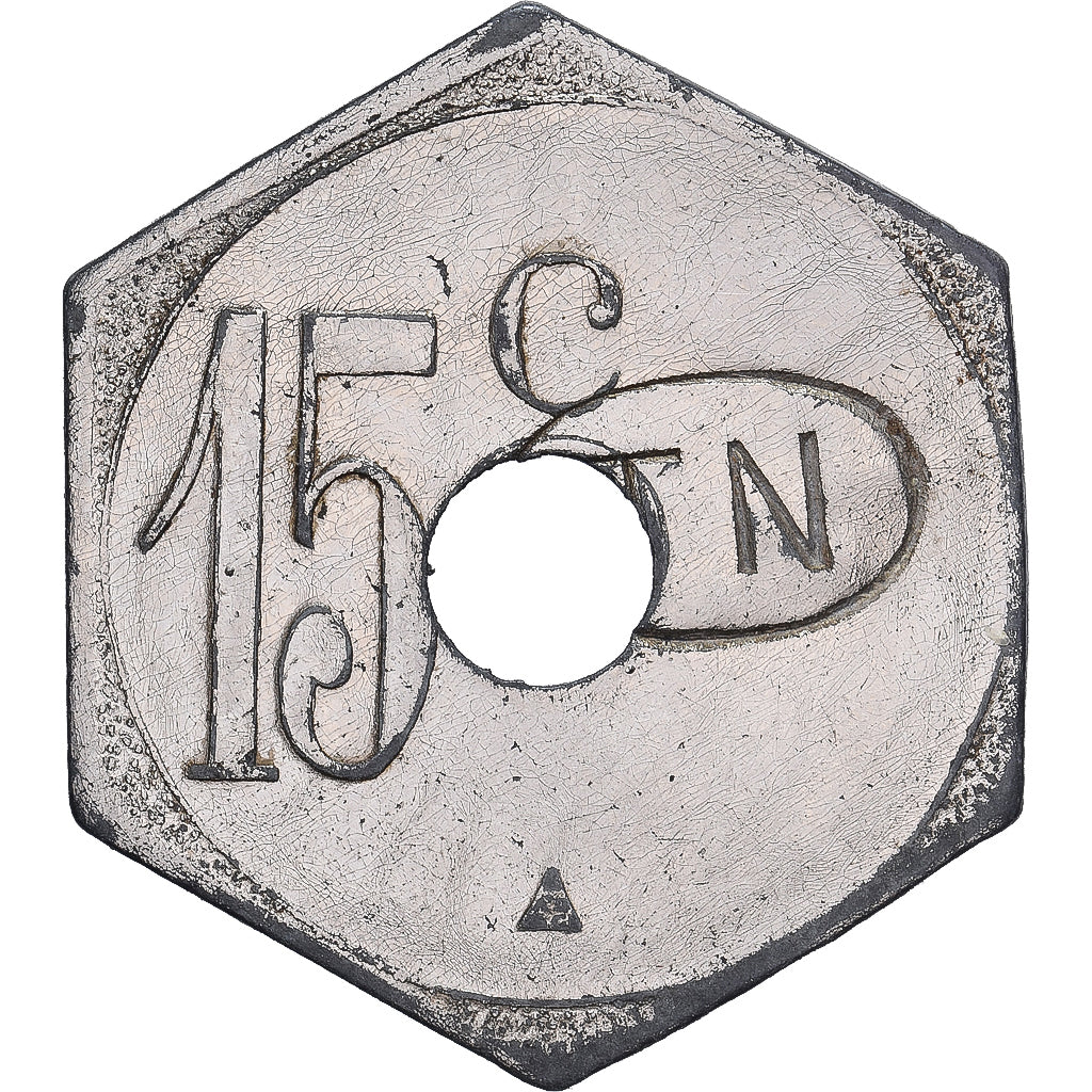 Francia, Tramways de Nantes, 15 Centimes, MBC, Nickel plated zinc, Elie:75.3