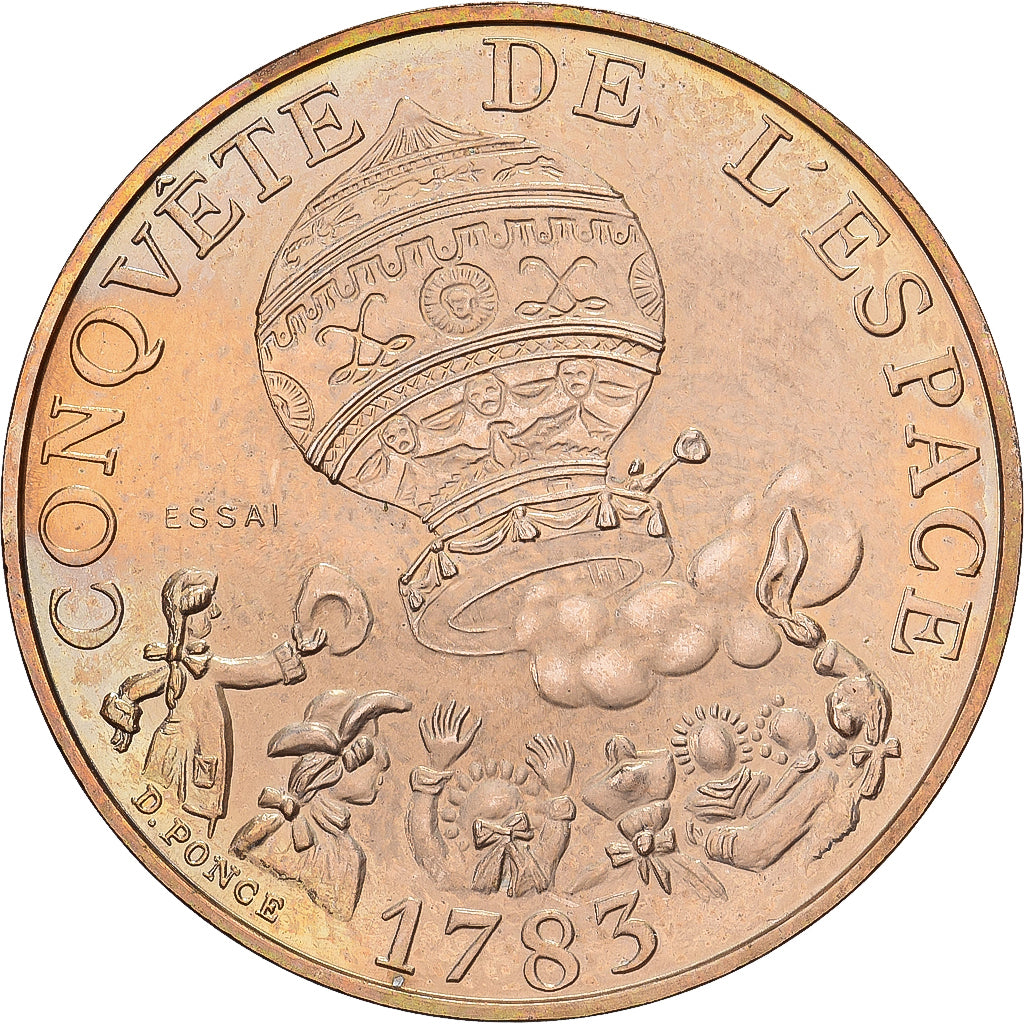 Francia, 10 Francs, Conquête de l'espace, 1983, ESSAI, Níquel - bronce, SC