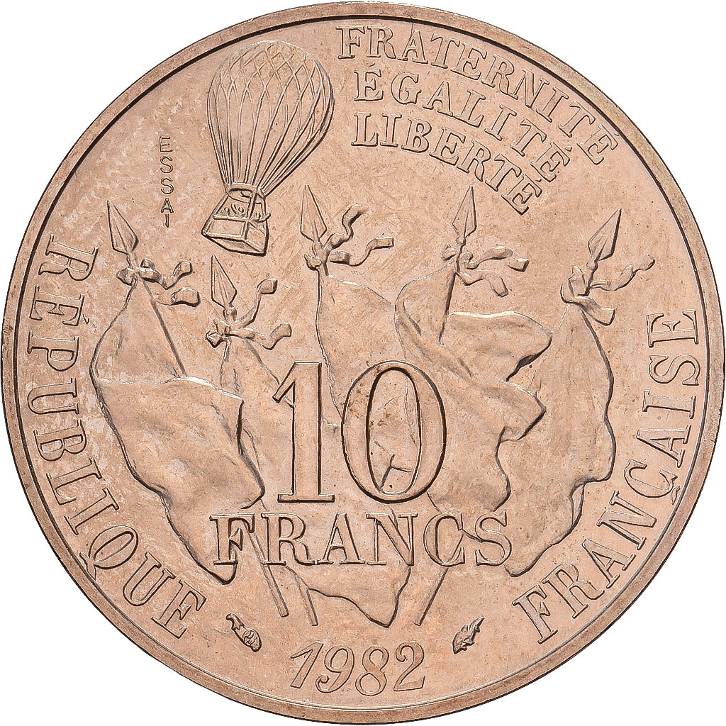 Francia, 10 Francs, Gambetta, 1982, ESSAI, Cobre - níquel, SC, Gadoury:815