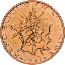 France, 10 Francs, Mathieu, 1981, Paris, Nickel-brass, MS(65-70), Gadoury:814