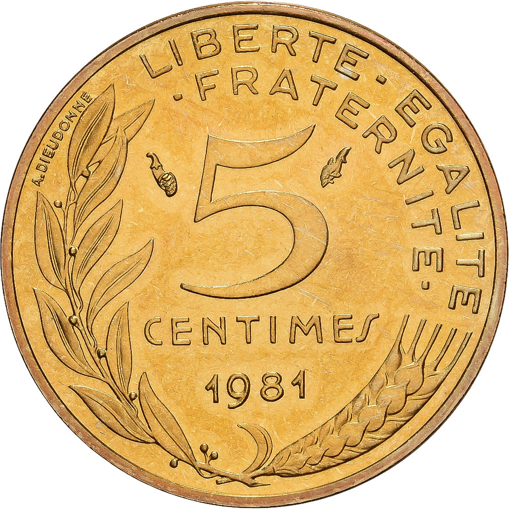 Frankreich, 5 Centimes, Marianne, 1981, MDP, Aluminum-Bronze, STGL, Gadoury:175