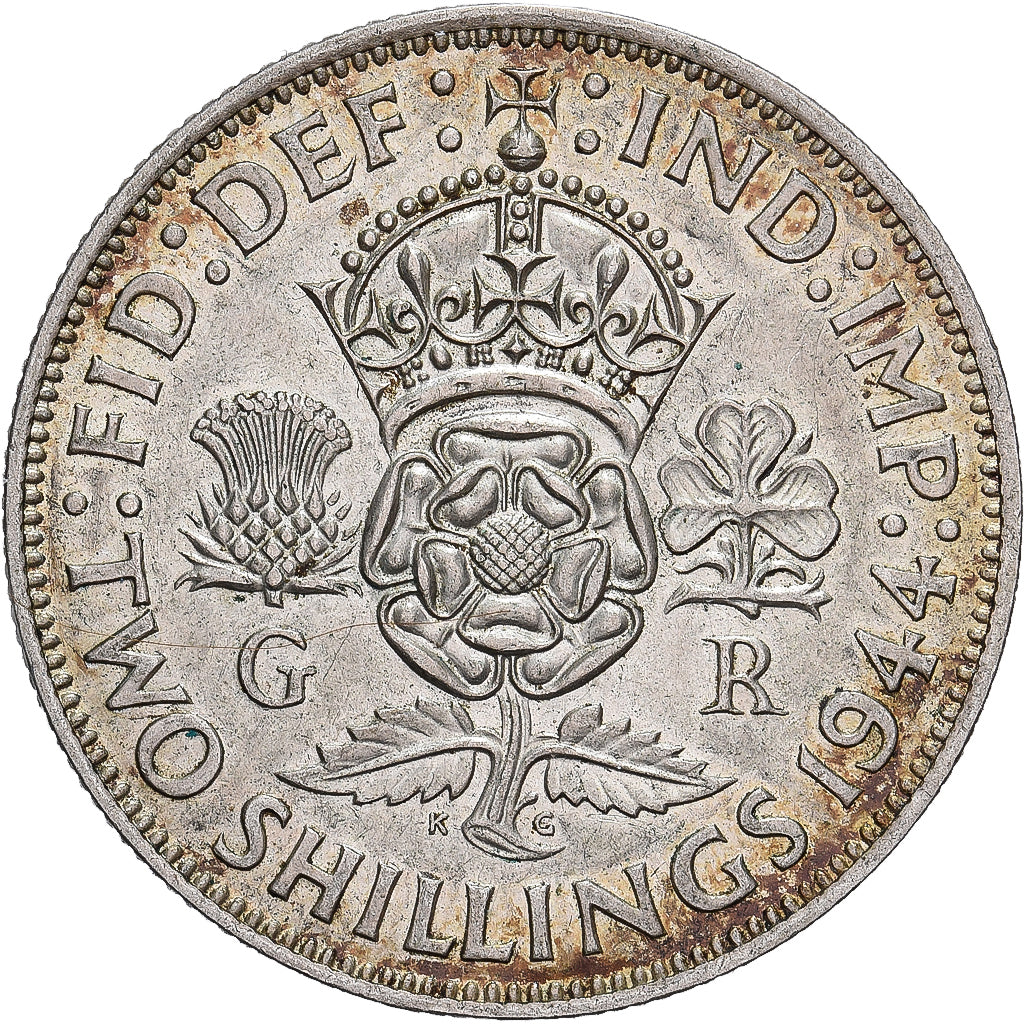 Gran Bretaña, George VI, Florin, Two Shillings, 1944, British Royal Mint