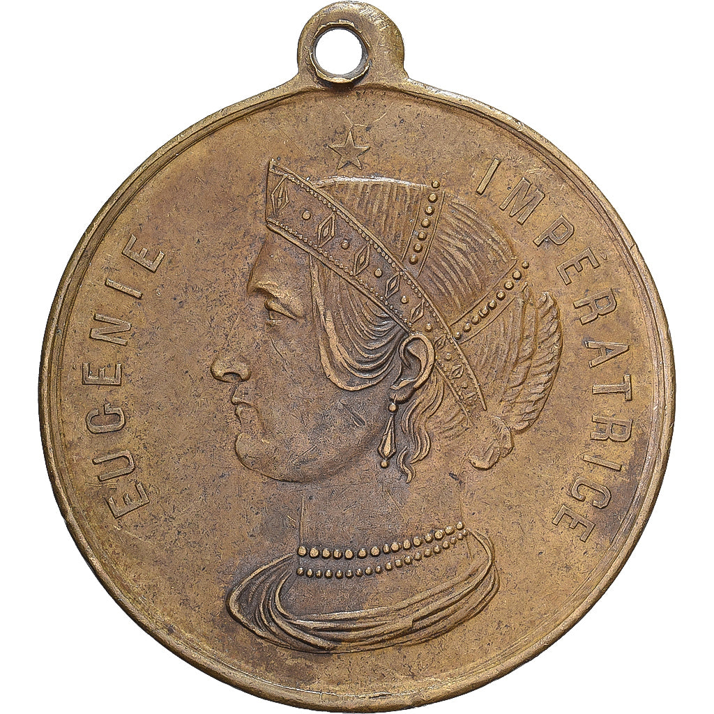 France, Médaille, Impératrice Eugénie, Mariage Impérial, 1853, Laiton, TTB+