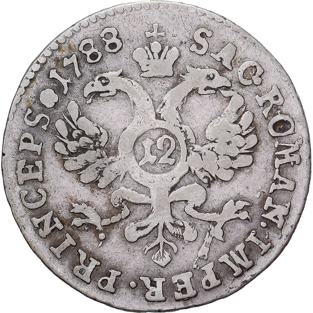 CANTONI SVIZZERI, BASEL, Joseph Sigismund, 12 Kreuzer, 1788, Basel, Argento, MB